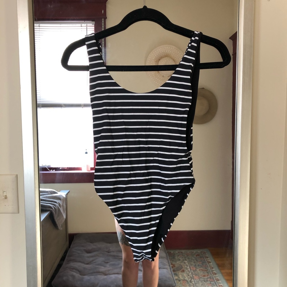 Aerie scoop back striped one piece swim